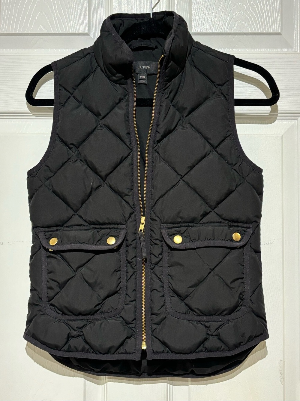 J. Crew Black Quilted Gold-Button Puffer Vest